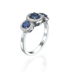 טבעת שלושה ספירים כחולים