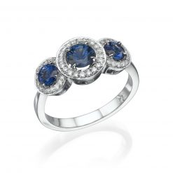 טבעת שלושה ספירים כחולים