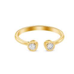 טבעת תאומים בעיצוב פתוח זהב משובצת ביהלומים
