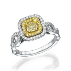 טבעת בעיצוב צמה עם יהלום צהוב יוקרתי