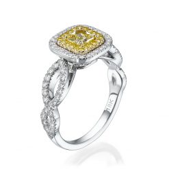 טבעת בעיצוב צמה עם יהלום צהוב יוקרתי