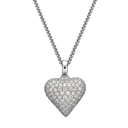 תליון לב נפוח יהלומים - Diamond heart