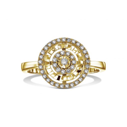 טבעת יהלומים שתי שורות יהלומים זהב צהוב