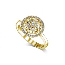טבעת יהלומים שתי שורות יהלומים זהב צהוב