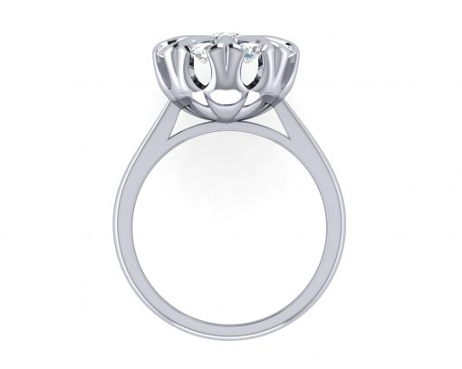 טבעת יהלומים בעיצוב פרח