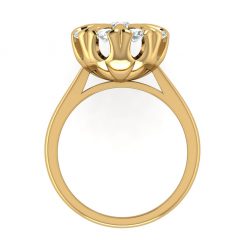 טבעת יהלומים בעיצוב פרח זהב צהוב