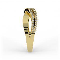טבעת X משובצת ביהלומים זהב צהוב
