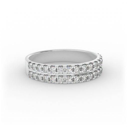טבעת חצי נישואין יהלומים שתי שורות