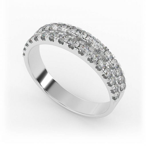 טבעת חצי נישואין יהלומים שתי שורות
