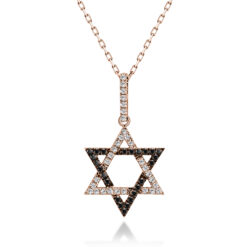 תליון מגן דוד משובץ יהלומים שחורים ולבנים – 0.49 קראט 💎